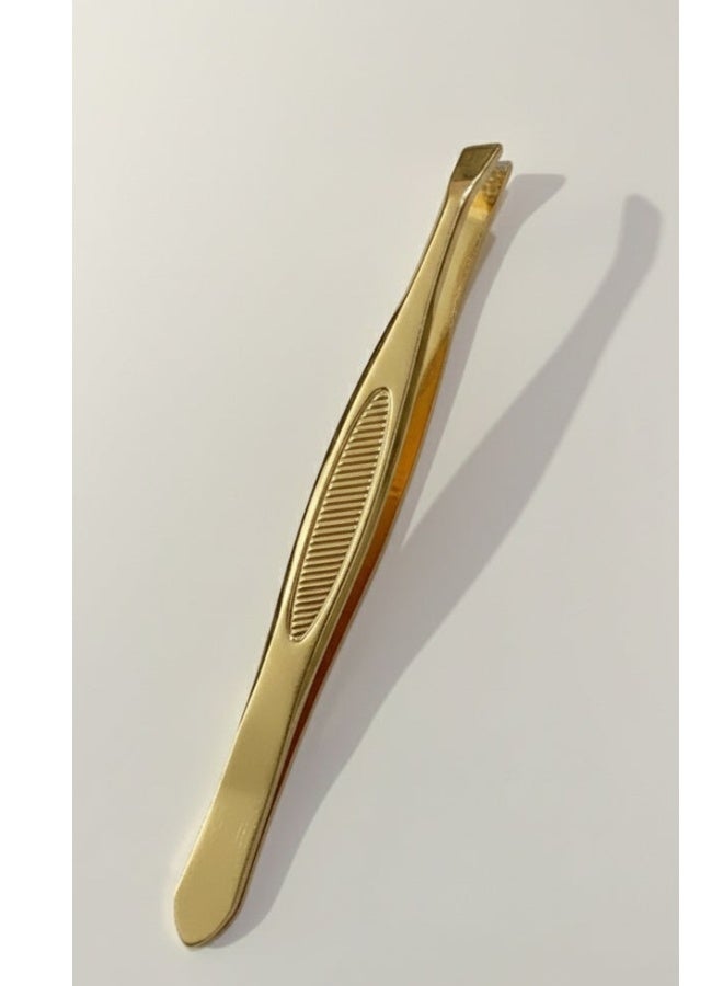 ملقط حواجب مطلي بالذهب - طرف مائل دقيق لإزالة شعر الجذور، أداة تجميل مثالية للمحاذاة - Image 2